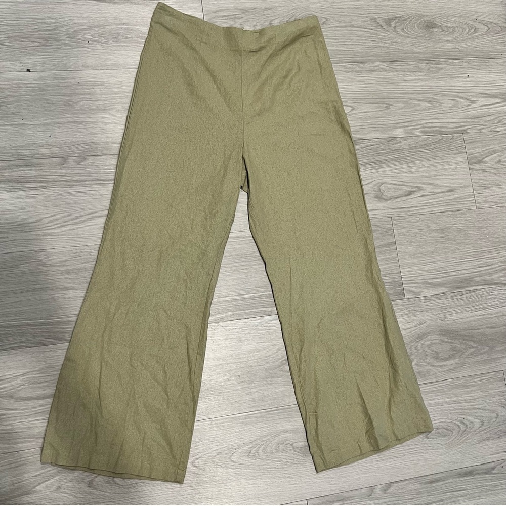 Avec Les Filles Wide Leg Linen-Blend Pant. New